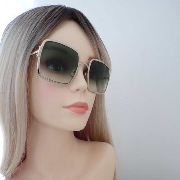 Tods Green Gradient Square Shades, Gold Large Lux Unique Statement TO327 55mm